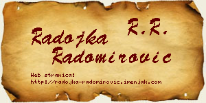 Radojka Radomirović vizit kartica